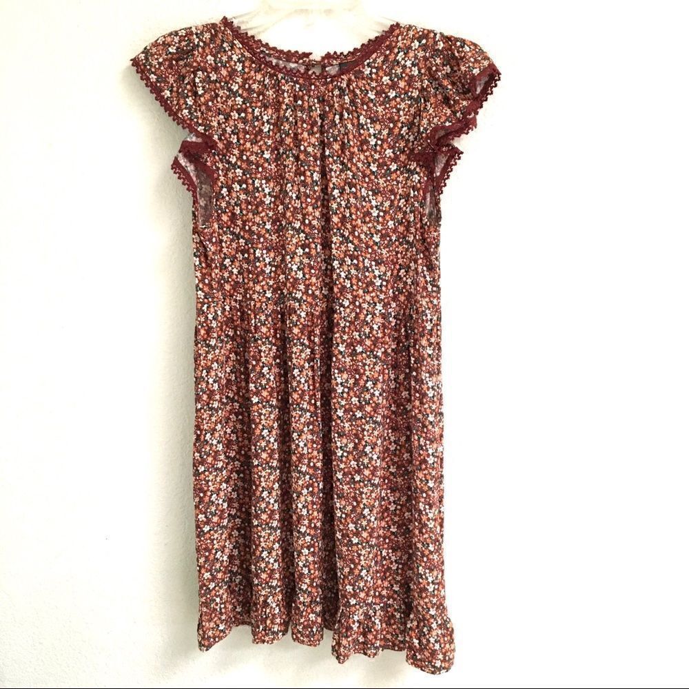 NWT Wild Fable brown Daisy print Granny floral dress XS‎